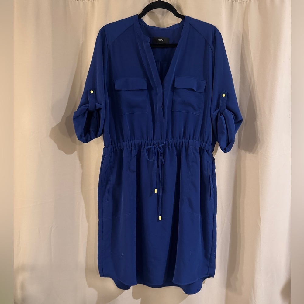 Mossimo Supply Co. Royal Blue Drawstring Shirt Dress